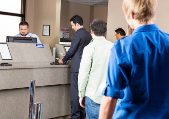 Line of customers at the bank branch. You might also be interested in these: